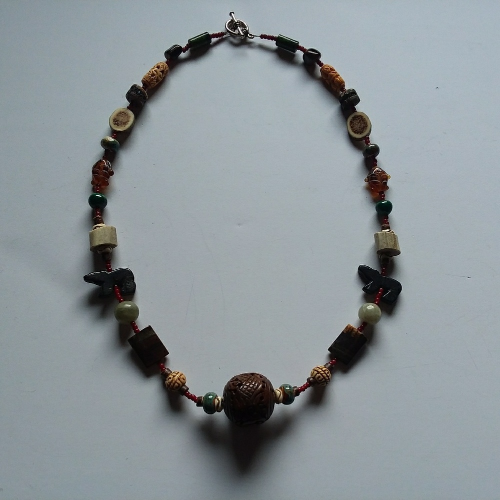 14" Antique NATIVE American Fetish necklace